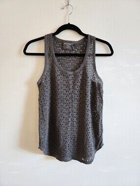 MAJESTIC FILATURES I S Linen Preforated Racerback Tank Top I concrete grey